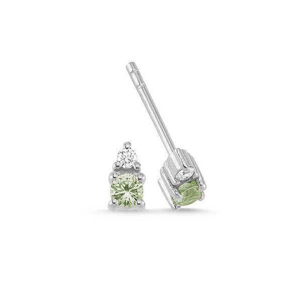 Petit ørestikker i 14 kt. hvidguld med grøn safir og diamanter fra Nuran.